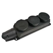 Розетка 3-м 16А IP44 с защ. крышками с заземл. каучук черн. 9323 IN HOME 4690612010281