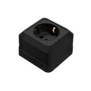 Розетка 1-м BOLLETO с заземл. накладная 7028B черн. IN HOME 4690612061047