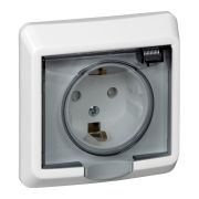 Розетка 1-м СП Этюд 16А IP44 250В с заземл. защ. шторки бел. SE PC16-044B