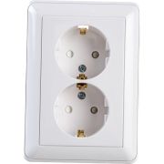 Розетка 2-м СП W59 16А IP20 с заземл. защ. шторки в сборе бел. SE RS16-255-18