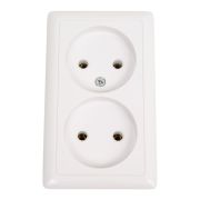 Розетка 2-м ОП Хит 16А IP20 250В без заземл. без защ. шторок с изолир. пластиной бел. SE RA16-237I-B