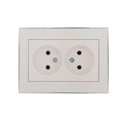 Розетка 2-м СП Rain 16А IP20 без заземл. с хром. боковой вставкой керамика бел. LEZARD 703-0225-128