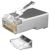 Разъем PLUG-8P8C-UV-C6-SH-100 RJ45(8P8C) под витую пару кат. 6 (50/50 микродюйм)экранир. универс. (для ож и мж кабеля) со вставкой (уп.100 шт) Hyperline 49383