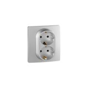 Розетка 2-м СП Etika 16А IP20 250В 2P+E с заземл. немецк. стандарт винт. клеммы в сборе алюм. IEK 672423