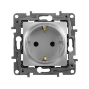 Розетка 1-м СП Etika 16А IP20 250В 2P+E с заземл. немецк. стандарт винтов. клеммы механизм алюм. IEK 672421