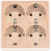 Розетка 4-м ОП Олимп с заземл. квадрат сосна UNIVersal 1177