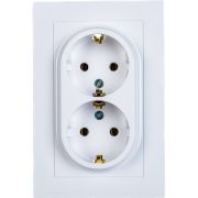 Розетка 2-м СП AtlasDesign 16А IP20 с заземл. в сборе бел. SE ATN000124