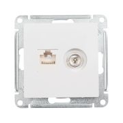 Розетка компьютерная + телевизионная 2-м AtlasDesign RJ45 кат.5E + TV механизм бел. SE ATN000189