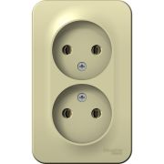 Розетка 2-м ОП Blanca 16А IP20 250В без заземл. без защ. шторок с изолир. пластиной беж. SE BLNRA000217