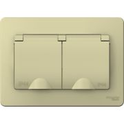 Розетка 2-м СП Blanca 16А IP44 250В с заземл. защ. шторки с крышкой беж. SE BLNRS441127