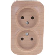 Розетка 2-м ОП 10А IP20 без заземл. сосна IONICH 1438