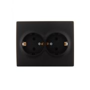 Розетка 2-м СП Karina с заземл. термопласт черн. бархат LEZARD 707-4200-127B