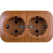 Розетка 2-м ОП GLORY РС22-3-ХД 16А с заземл. дуб IEK ERH21-K24-16