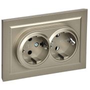 Розетка 2-м СП BRITE РСш12-3-БрШ 16А в сборе с заземл. защ. шторки шампань IEK BR-R24-16-K37-F