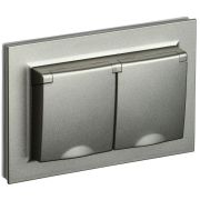 Розетка 2-м СП BRITE РСбш12-3-44-БрШ 16А в сборе IP44 с крышкой шампань IEK BR-R26-16-44-K37-F