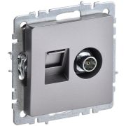 Розетка компьютерная + телевизионная 2-м Brite РТВ/РК12-БрС RJ45 кат.5E + TV механизм сталь IEK BR-AK20-1-K46