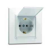 Розетка с/з и крышкой (Керамика) СП Karea 16А IP20 бел. Makel 56001009