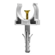 Держатель для труб (клипса) d20мм с дюбелем и саморезом сер. Промрукав PR13.0216