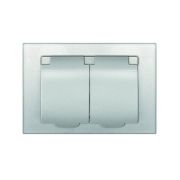 Розетка 2-м СП Афина 16А IP20 с заземл. c крышкой в сборе серебр. Universal A0031-S