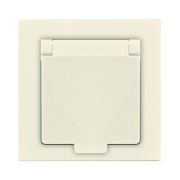 Розетка 1-м СП Афина 16А IP20 с заземл. с крышкой в сборе сл. кость (ivory) Universal A0029-I