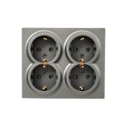 Розетка 4-м ОП LETO с заземл. закрытый корпус ПБТ платина LEZARD 752-3500-127BDP