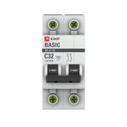 Выключатель автоматический модульный 2п C 32А 4.5кА ВА 47-29 Basic EKF mcb4729-2-32C