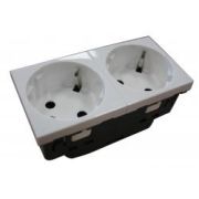 200003 Розетка с з/к двойная со шторками под углом 45гр (белая) SPL (10шт)