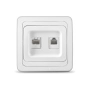 Розетка компьют.+телефонная RJ45+RJ11 белая с/у «ЛОНДОН» EKF