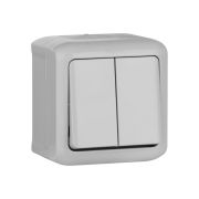 Выключатель 2-кл. ОП Quteo 10А IP44 250В 10AX сер. Leg 782332