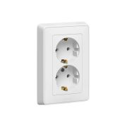 Розетка 2-м СП Cariva 16А IP20 250В 2х2P+E с заземл. немецк. стандарт бел. Leg 773627