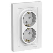 Розетка 2-мест. белая с/у с з/к в сборе 16А ATLAS 000124 SCHNEIDER ELECTRIC