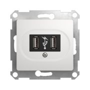Розетка GLOSSA USB 5В/2100мА 2х5В/1050мА механизм белый